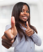 african american woman thumbs up on job interview questions and resume